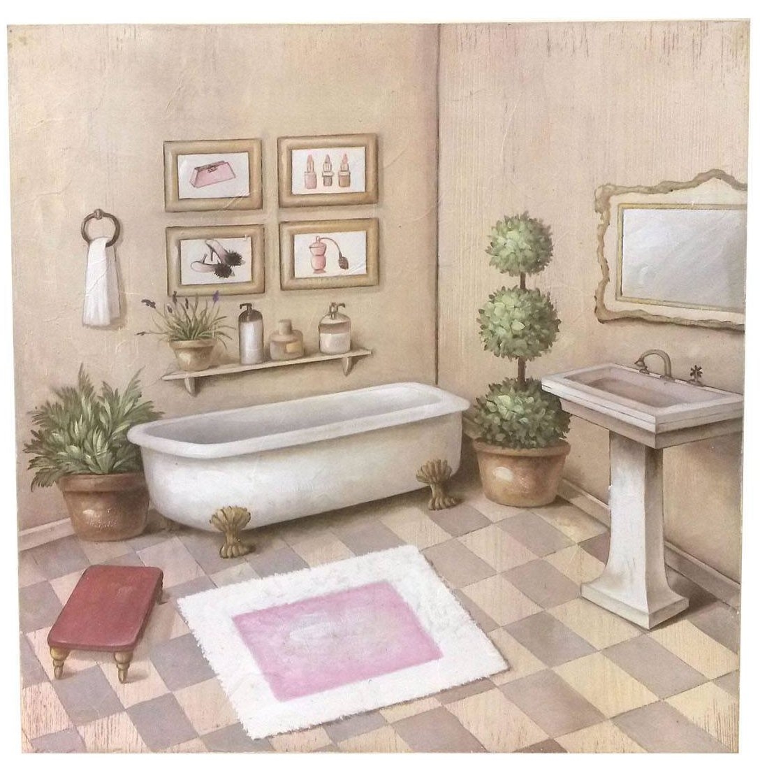 Quadro ELISE' BAGNO Shabby 60x60cm Quadri