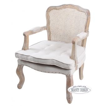 Poltrona con schienale in Paglia di Vienna e legno decapato Shabby Chic _modello VIENNA