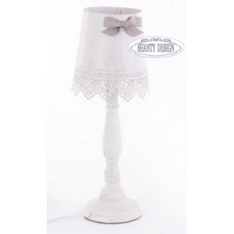 FIOCCO Abat jour lampada comodino Bianco Shabby Chic con paralume