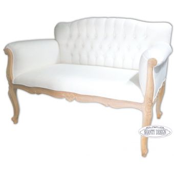 divano modello GILDA imbottito in tessuto provenzale e legno decapato shabby chic online