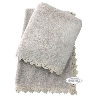 Coppia Asciugamani Bagno LILLA' 2 Shabby Chic