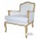 poltrona in legno shabby chic online con imbottitura in tessuto e lino provenzale bianco.