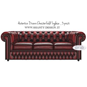 Divano Chesterfield 3 posti in vera pelle autentico inglese vintage modello Roma rosso Antico online