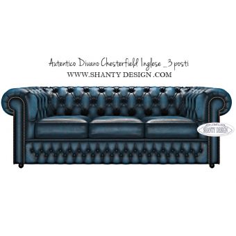 Divano Chesterfield in pelle Vintage ROMA BLU