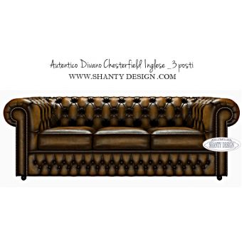 Divano Chesterfield 3 posti in vera pelle autentico inglese vintage modello Roma colore GOLD ORO Antico online