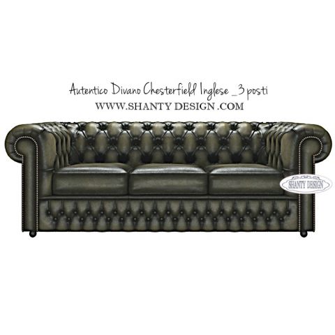 Divano Chesterfield in pelle Vintage ROMA VERDE OLIVA