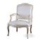 poltrona poltroncina in legno bianco decapato shabby chic con imbottitura in tessuto e lino country online