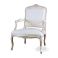 poltrona poltroncina in legno bianco decapato shabby chic con imbottitura in tessuto e lino country online