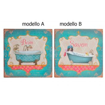 vendita online quadro su tela bagno stile shabby chic con decori vintage industrial roma