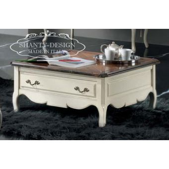 tavolino basso DENISE 3 per soggiorno salotto in legno bianco shabby cottage massello provenzale online