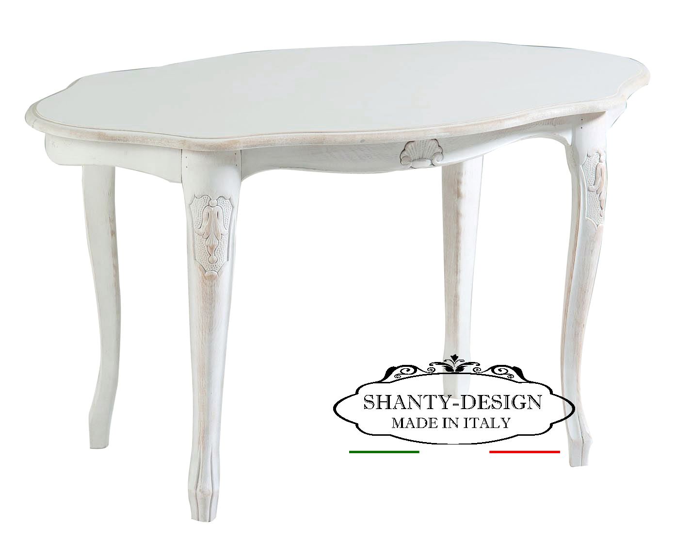 VE.CA-ITALY TAVOLINO BASSO SALOTTO MILTON 80X50 CM SHABBY CHIC IN LEGNO CON PIEDINI ARREDO SOGGIORNO DESIGN 100% MADE IN ITALY Alto, Shabby Chic 
