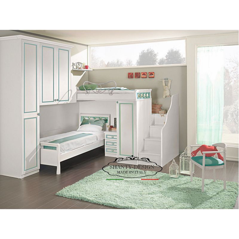 CAMERETTA con scaletta Bambini SHABBY ed letto a soppalcoROMA 10 CAMERETTE  BAMBINI