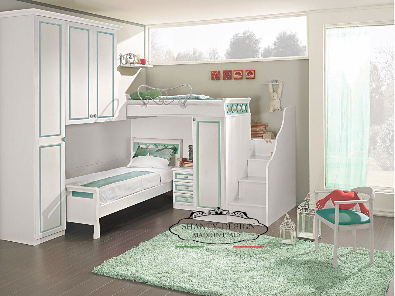 CAMERETTA con scaletta Bambini SHABBY ed letto a ...