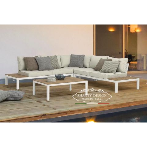 SALOTTO ANGOLARE DA ESTERNO SHABBY ALLUMINIO_bianco e cuscini sfoderabili ROMA 5 SALOTTO ANGOLARE DA ESTERNO SHABBY ALLUMINIO_bianco e cuscini sfoderabili ROMA 5