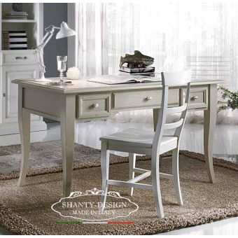 scrivania legno bianca scrittoio shabby country chic vendita online roma con cassetti