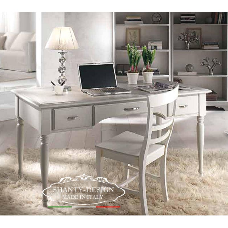 Scrivania con porta tastiera SHABBY CHIC PARIGI 3 in legno massello 160x80  stile Provenzale Scrivanie - Scrittoi