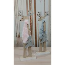 RENNA IN LEGNO NATALE IN STILE SHABBY CON TESSUTO PANNOLEICI COUNTRY CHIC