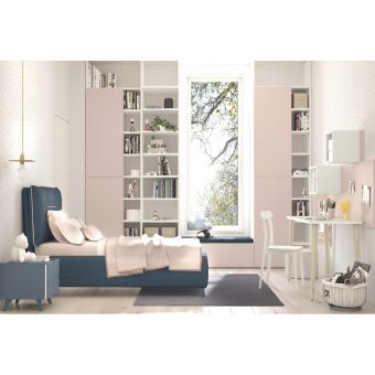 cameretta bambini stile scandinavo con zona studio libreria shabby nordic style roma online su misura