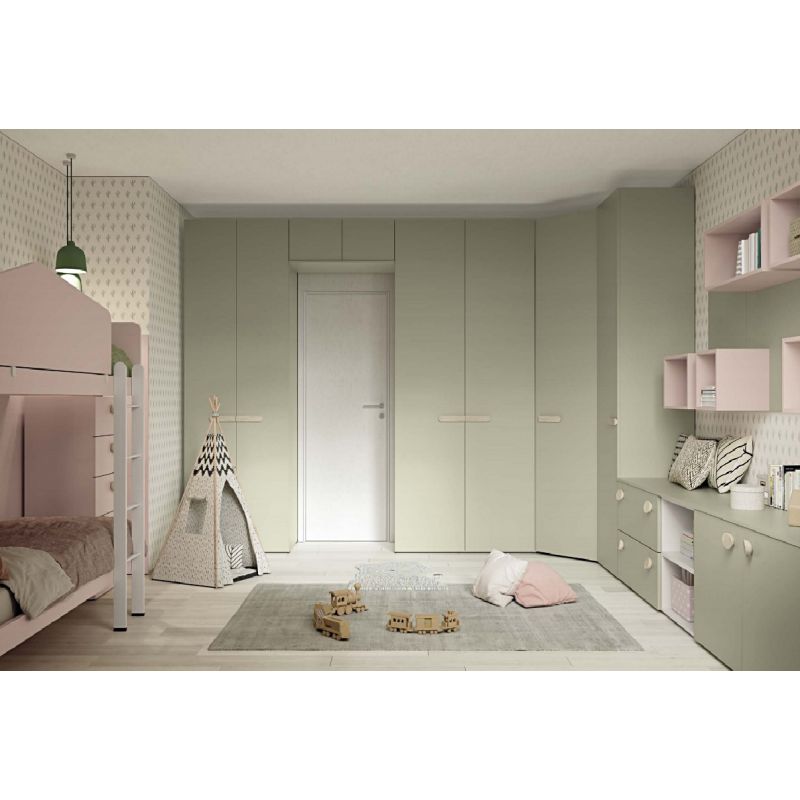 CAMERETTA Bambini con Cabina Armadio su misura Stile Nordico e zona studio  scrivania STILE SCANDINAVO OSLO 7 CAMERETTE BAMBINI Shabby Chic