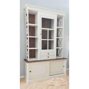 credenza libreria shabby bianca in legno per sala da pranzo e zona studio legno massello online shanty design (2)