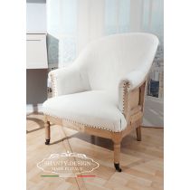 Poltrona stile Shabby Country Chic imbottita in yuta naturale e lino modello INES 7