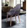 sedia poltroncina in vellutino colore grigio con gambe in legno di faggio massello stile moderno e shabby online roma venezia 3