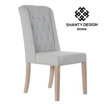 Sedia poltroncina imbottita capitonnè velluto grigio stile shabby stile provenzale cottage modello sonia 1 roma online 