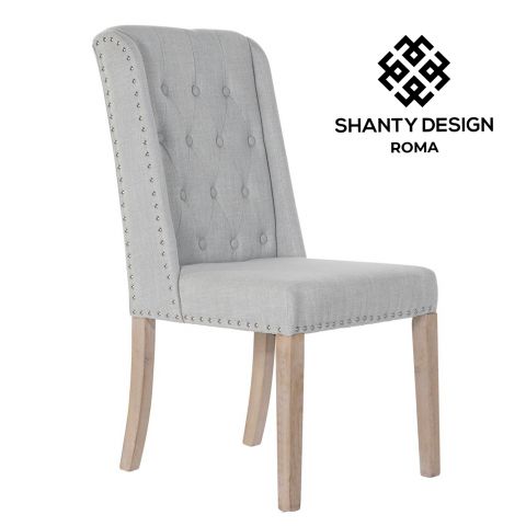 Sedia Poltroncina in tessuto capitonnè Shabby Chic SONIA 1 colore grigio - made in italy Sedia Poltroncina in tessuto capitonnè Shabby Chic SONIA 1 colore grigio - made in italy