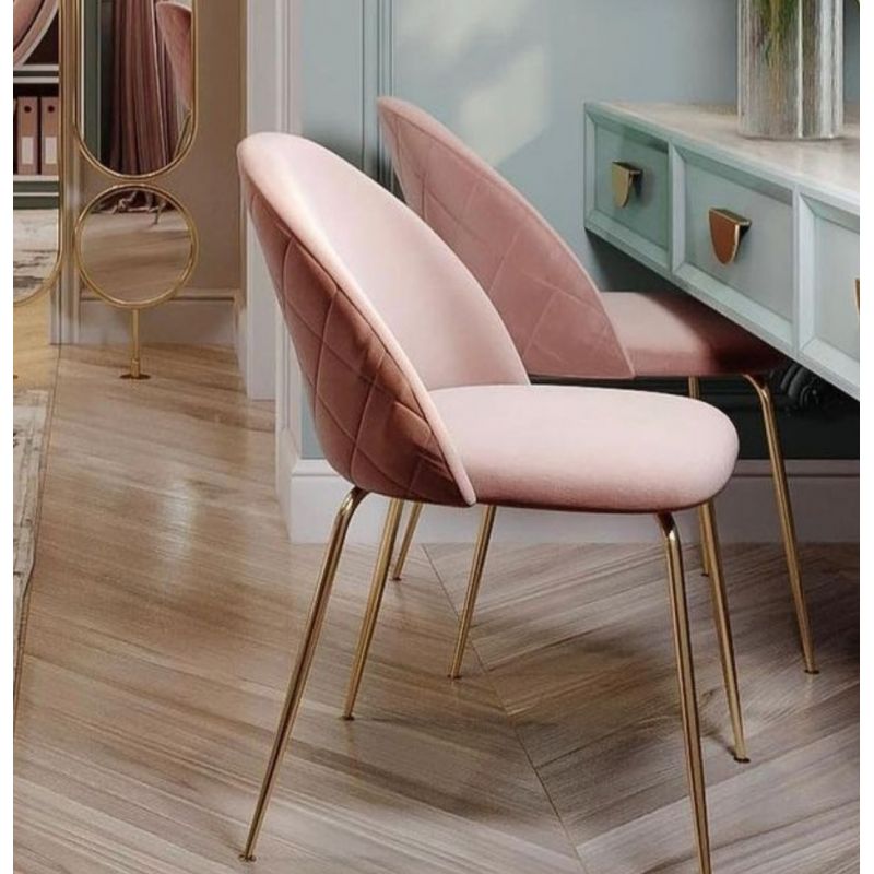 Poltrona sedia classico contemporaneo in velluto rosa con gambe legno  bianco LT3026